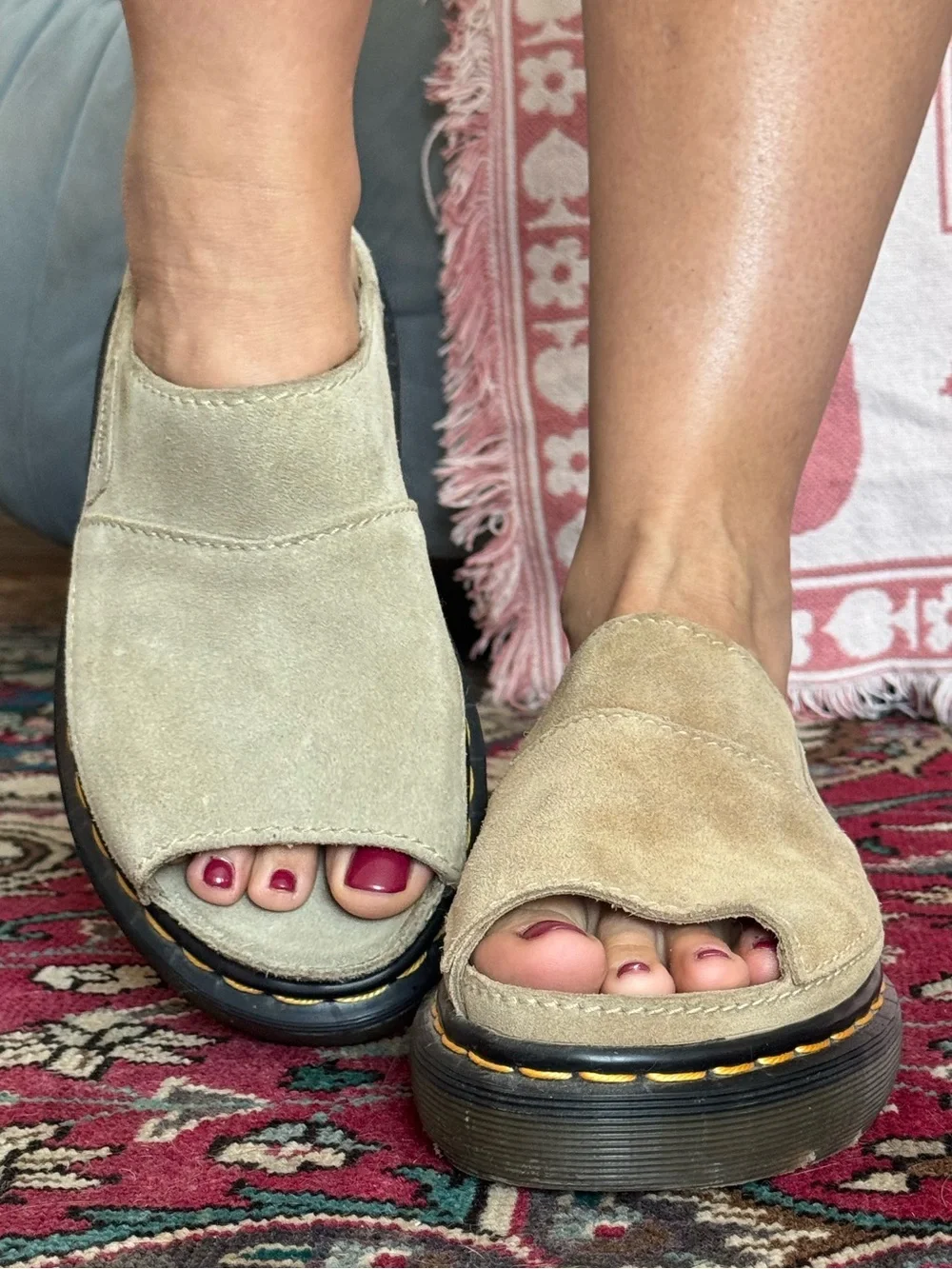 Dr Martens Vintage Suede Platform Chunky Slide Sandals